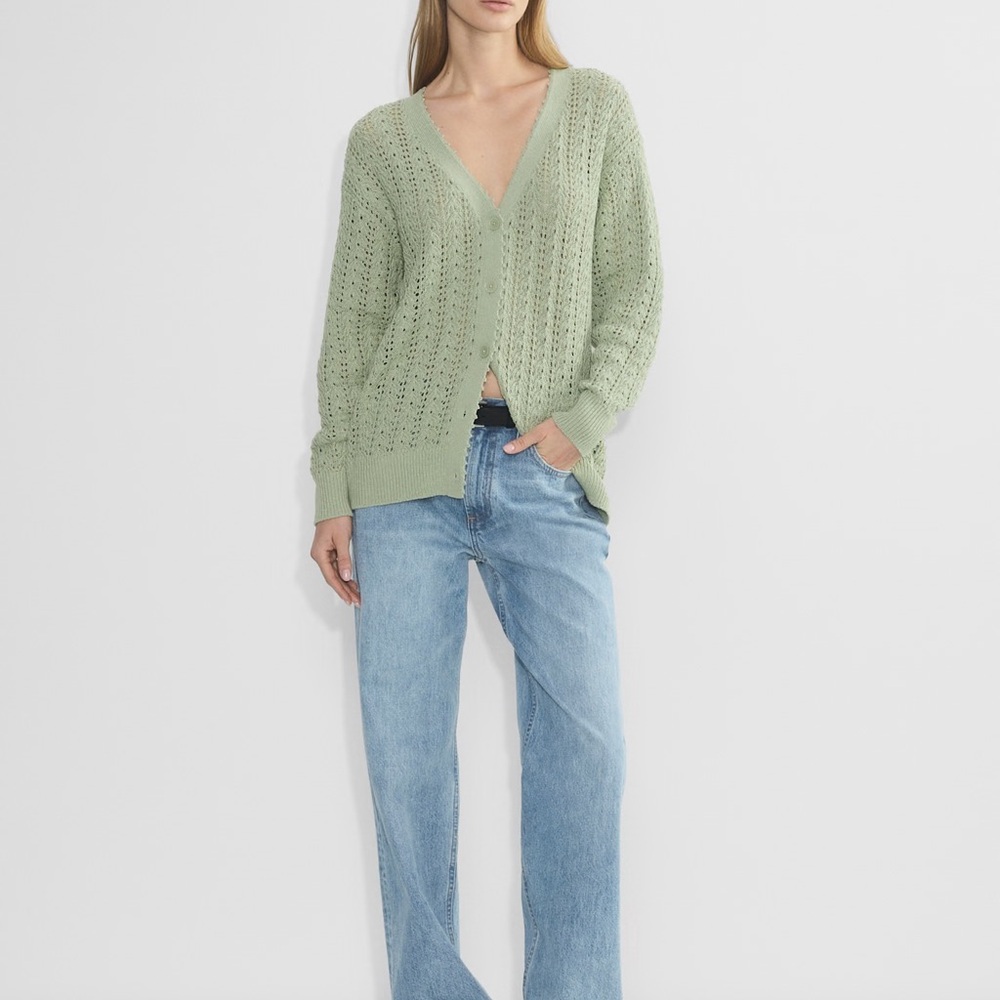 Aritzia Sage Green V-Neck Cardigan